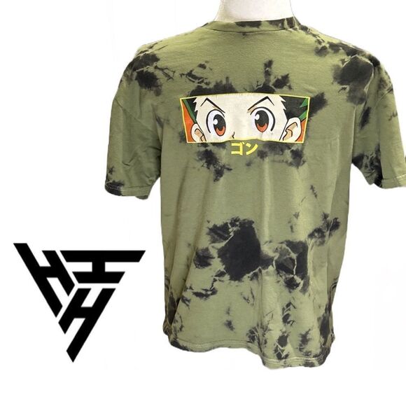 Hypland x Hunter x Hunter Gon‎ Eye Khaki Green and Black Tie Dye Tee - Size M - Picture 1 of 2